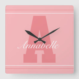 Persoonlijke typografie naamklok vierkante klok