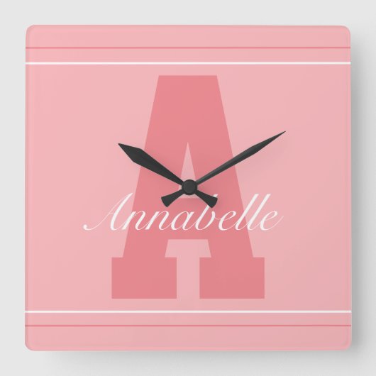 Persoonlijke typografie naamklok vierkante klok (Voorkant)