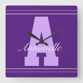 Persoonlijke typografie naamklok vierkante klok