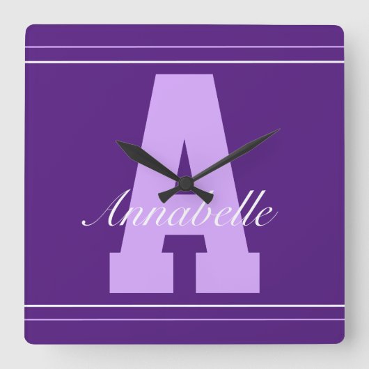 Persoonlijke typografie naamklok vierkante klok (Voorkant)