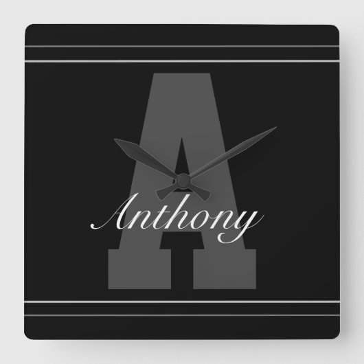 Persoonlijke typografie naamklok vierkante klok (Voorkant)