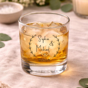 Persoonlijke typografie namen huwelijksgeschenken whisky glas