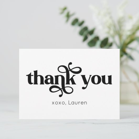 Persoonlijke typografie plat bedankje bedankkaart (Staand voorkant)