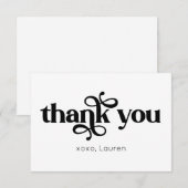 Persoonlijke typografie plat bedankje bedankkaart (Voorkant / Achterkant)