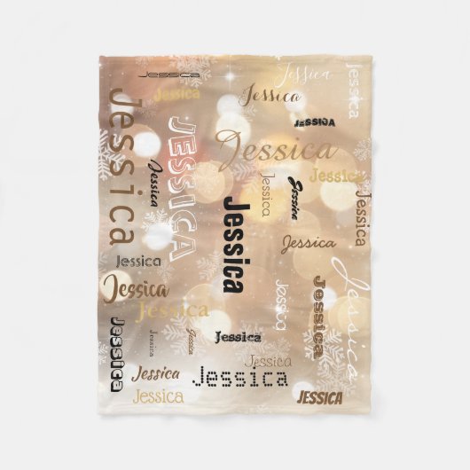 Persoonlijke Typografie Subway Art Bokeh Snowflake Fleece Deken (Voorkant)