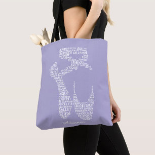 Persoonlijke typografie voor ballet schoenen tote bag