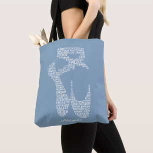 Persoonlijke typografie voor ballet schoenen tote bag