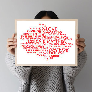 Persoonlijke typografie woordwolk voor koppels poster