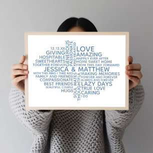 Persoonlijke typografie woordwolk voor koppels poster