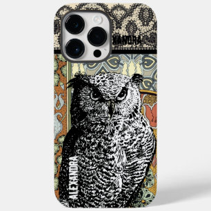 Persoonlijke Uil Bloemige Warme Aardtinten Damast Case-Mate iPhone Case