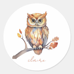 Persoonlijke Uil Ronde Sticker