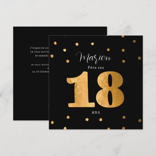 persoonlijke uitnodiging 18 jaar zwart-witverjaard (Voorkant / Achterkant)