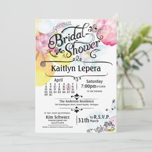 Persoonlijke Uitnodiging Bruidsfeest_April (Staand voorkant)