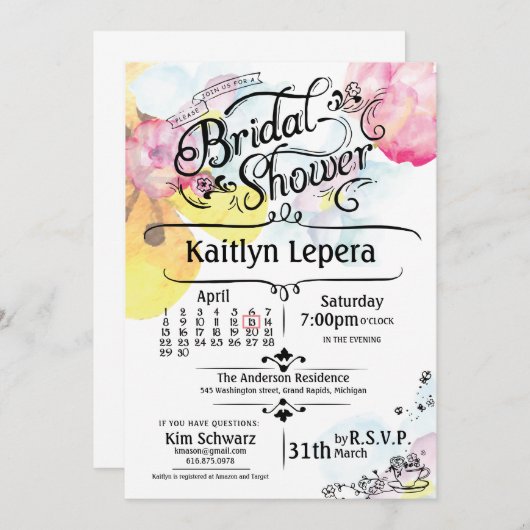 Persoonlijke Uitnodiging Bruidsfeest_April (Voorkant / Achterkant)