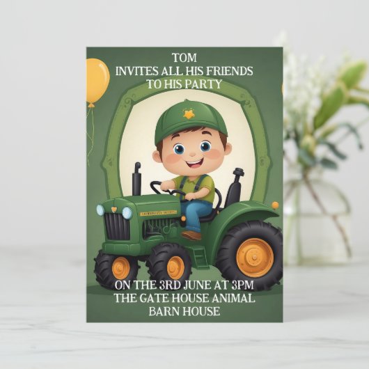 Persoonlijke uitnodiging verjaardagskaart uitnodig (Staand voorkant)