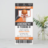 Persoonlijke uitnodiging voor basketbal ticket ver (Staand voorkant)