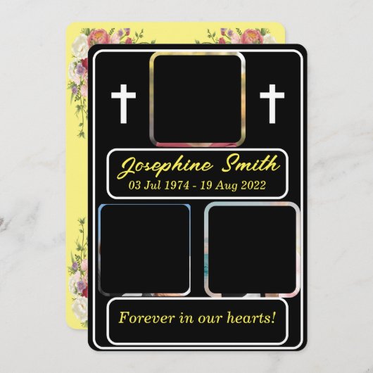 Persoonlijke uitnodiging voor de begrafenis met 3  (Voorkant / Achterkant)