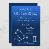 Persoonlijke uitnodiging voor Gemini Zodiac sterre (Voorkant / Achterkant)