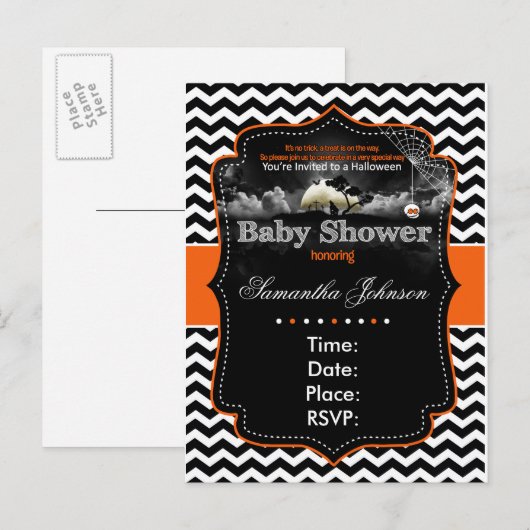 Persoonlijke uitnodiging voor Halloween (Voorkant / Achterkant)