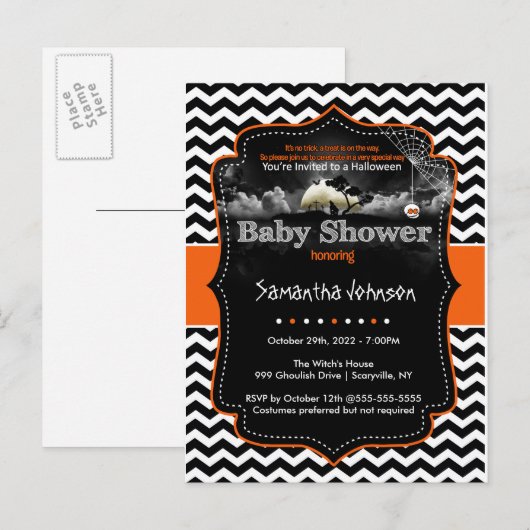 Persoonlijke uitnodiging voor Halloween (Voorkant / Achterkant)