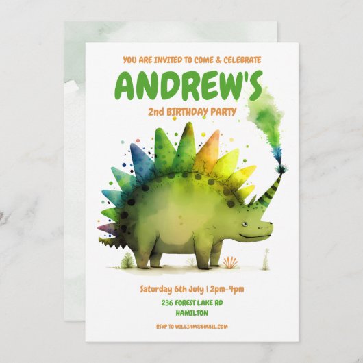 Persoonlijke uitnodiging voor kinderverjaardagsfee (Voorkant / Achterkant)