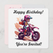 Persoonlijke uitnodiging voor meisjes Motocross (Voorkant / Achterkant)