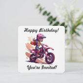 Persoonlijke uitnodiging voor meisjes Motocross (Staand voorkant)