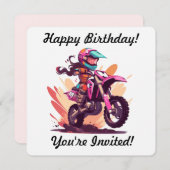 Persoonlijke uitnodiging voor meisjes Motocross (Voorkant / Achterkant)