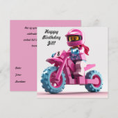 Persoonlijke uitnodiging voor meisjes Motocross (Voorkant / Achterkant)