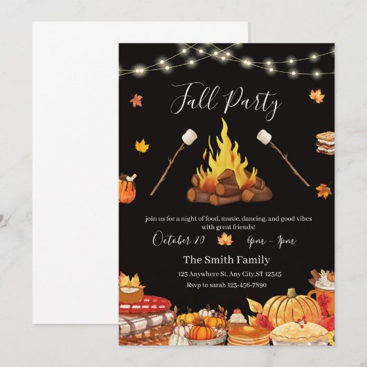 Persoonlijke uitnodiging voor Thanksgiving diner (Voorkant / Achterkant)