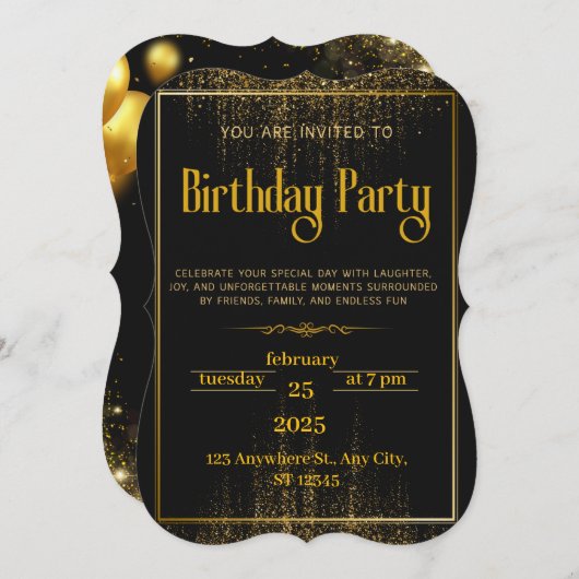 Persoonlijke uitnodiging voor verjaardagsfeestje (Voorkant / Achterkant)