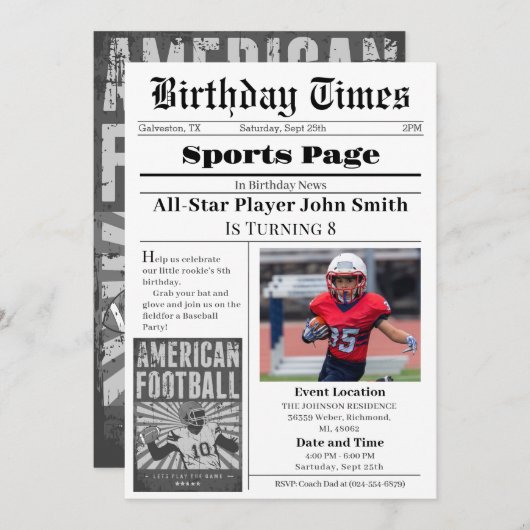 Persoonlijke uitnodiging voor voetbal verjaardagsf (Voorkant / Achterkant)