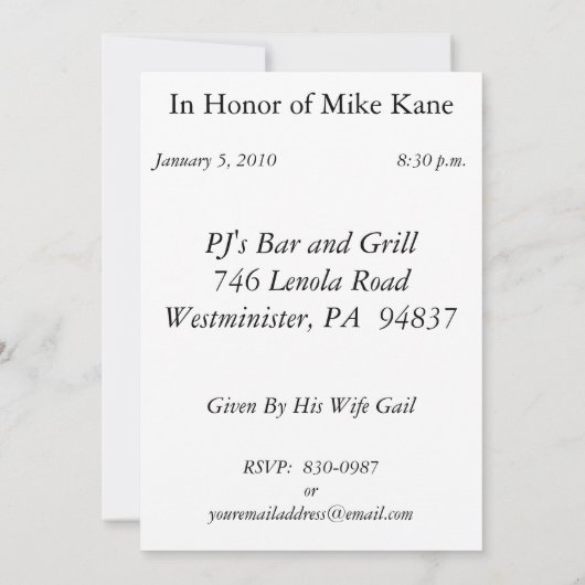 Persoonlijke uitnodigingen van de 30e verjaardag v (Achterkant)