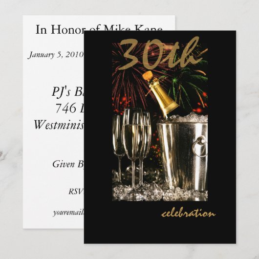 Persoonlijke uitnodigingen van de 30e verjaardag v (Voorkant / Achterkant)