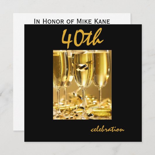 Persoonlijke uitnodigingen van de 40e verjaardag v (Voorkant / Achterkant)