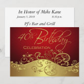 Persoonlijke uitnodigingen van de 40e verjaardag v (Voorkant / Achterkant)