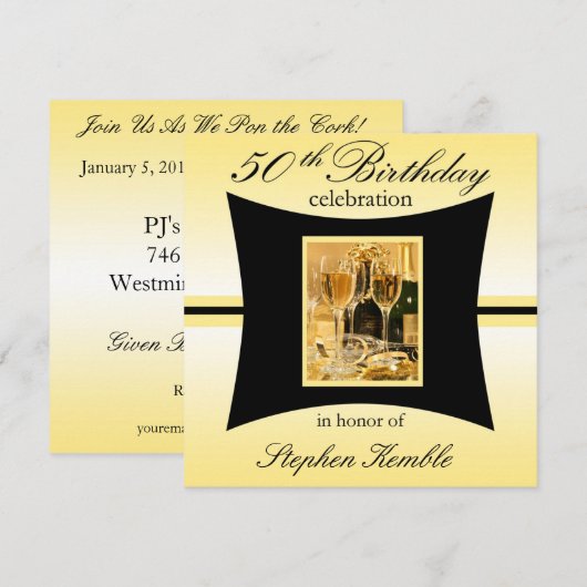 Persoonlijke uitnodigingen van de 50e verjaardag v (Voorkant / Achterkant)