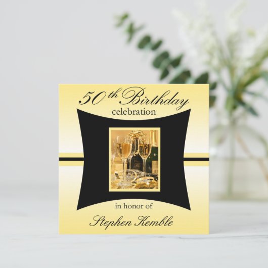 Persoonlijke uitnodigingen van de 50e verjaardag v (Staand voorkant)