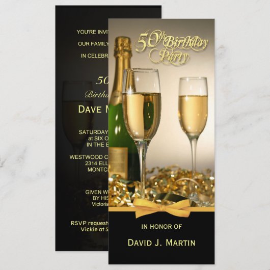 Persoonlijke uitnodigingen van de 50e verjaardag v (Voorkant / Achterkant)