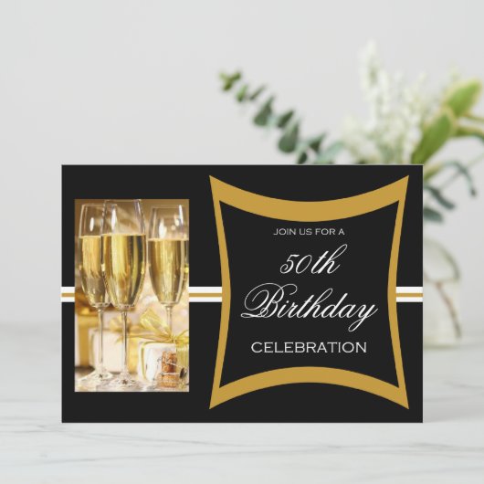 Persoonlijke uitnodigingen van de 50e verjaardag v (Staand voorkant)