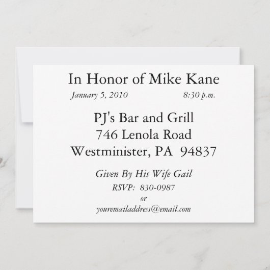 Persoonlijke uitnodigingen van de 50e verjaardag v (Achterkant)