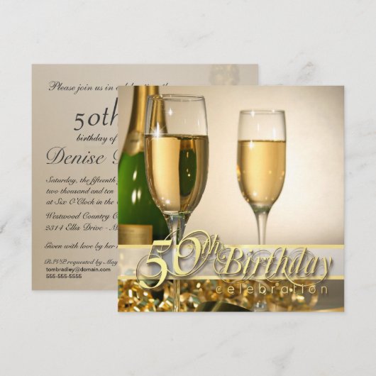 Persoonlijke uitnodigingen van de 50e verjaardag v (Voorkant / Achterkant)