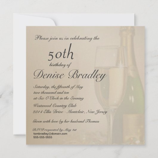 Persoonlijke uitnodigingen van de 50e verjaardag v (Achterkant)