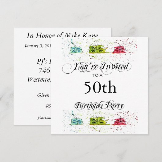 Persoonlijke uitnodigingen van de 50e verjaardag v (Voorkant / Achterkant)
