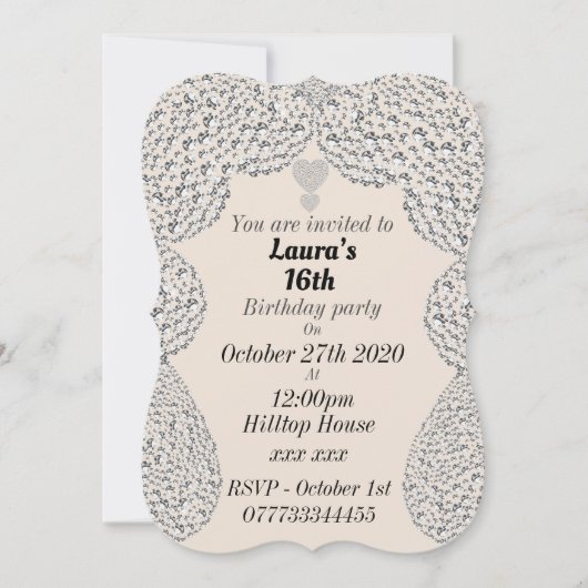 persoonlijke uitnodigingen voor 16e verjaardagsfee (Voorkant)