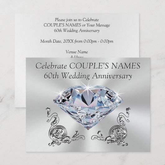 Persoonlijke uitnodigingen voor 60-jarig jubileum, (Voorkant / Achterkant)