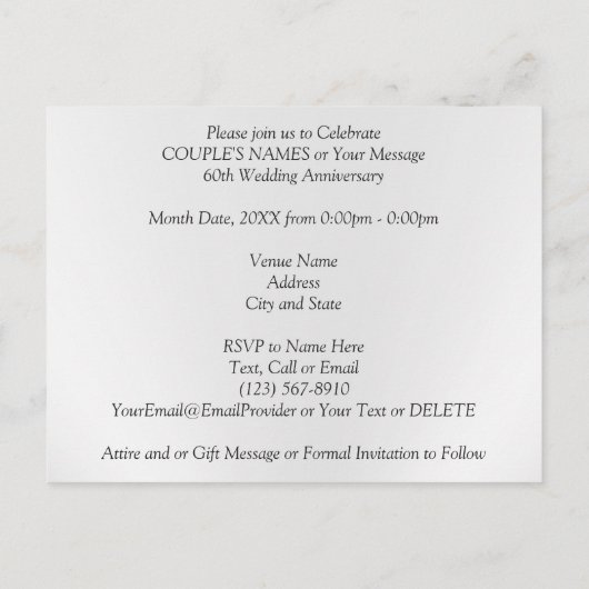 Persoonlijke uitnodigingen voor 60-jarig jubileum, (Achterkant)