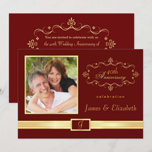 Persoonlijke uitnodigingen voor een 40-jarig huwel (Voorkant / Achterkant)