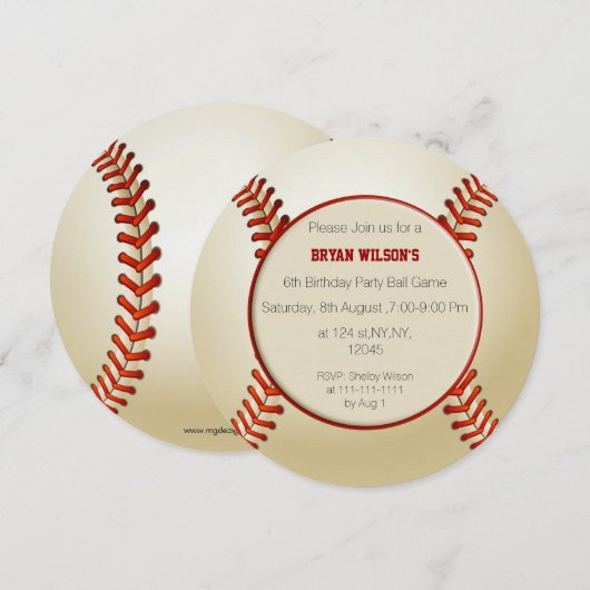 Persoonlijke uitnodigingen voor het Baseball-thema (Voorkant / Achterkant)