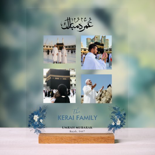 Persoonlijke Umrah Mubarak Fotocollage Acryl Bord (Neutraal)